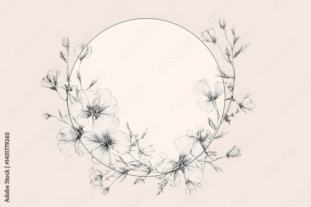 Elegantly designed monoline floral wreath frame. Elegantly designed monoline floral wreath frame.