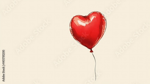 A heart-shaped balloon floating away 