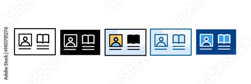 Library Card Icon Set Multiple Style Collection