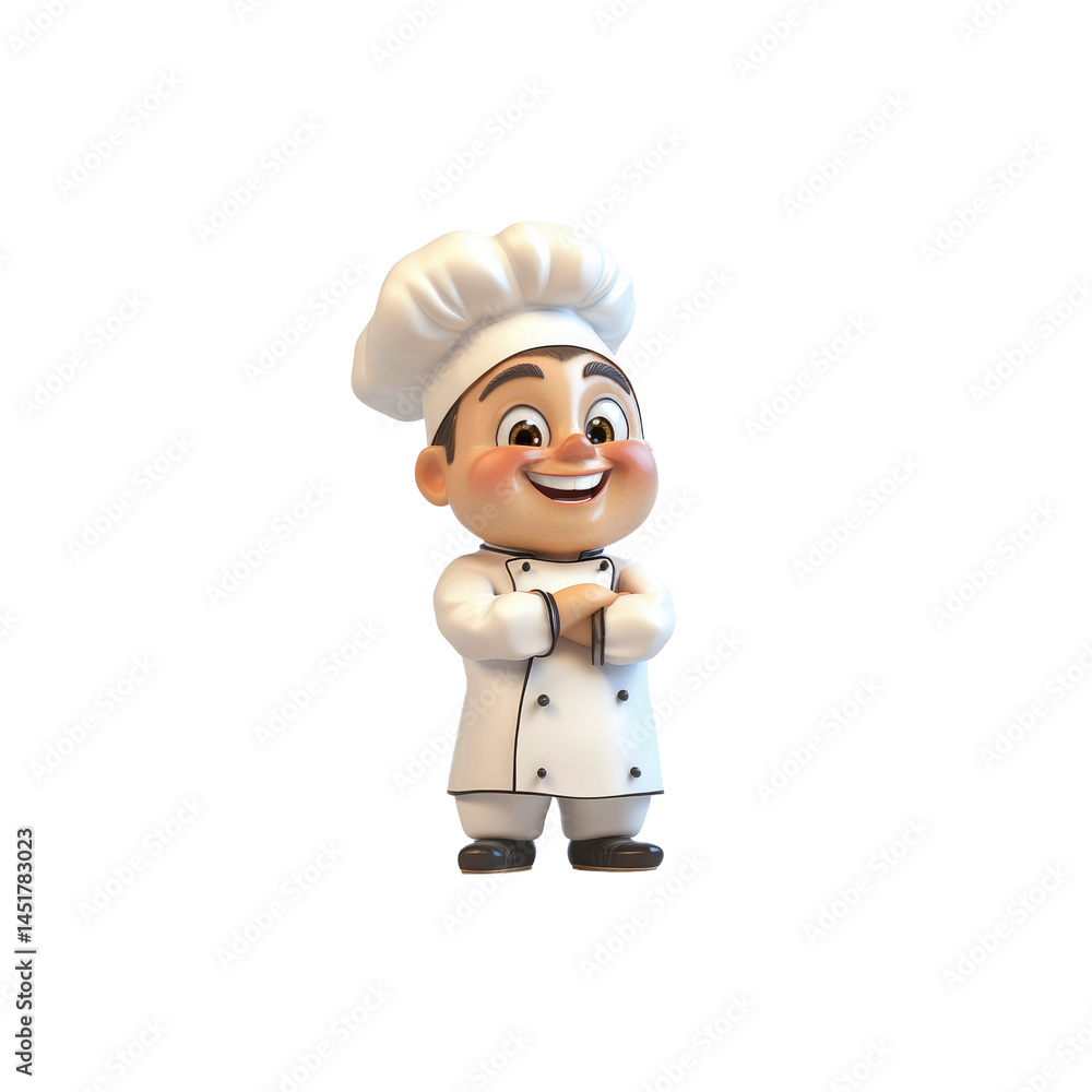 Happy Cartoon Chef Character with Arms Crossed Happy Cartoon Chef Character with Arms Crossed