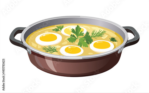 egg soup in a bowl - vector illustration