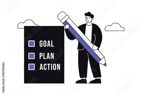 Goal Action Plan Checklist Concept Business Strategy for Productivity, Career Growth and Efficiency Improvement