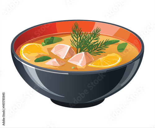 vector illustration of bowl soup