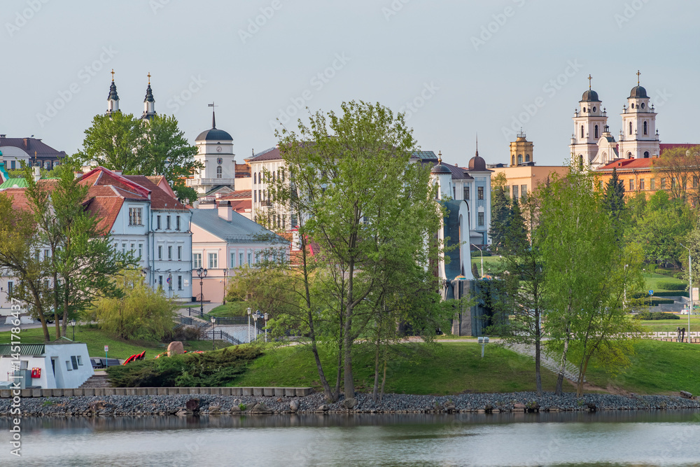 Minsk city center on a spring morning