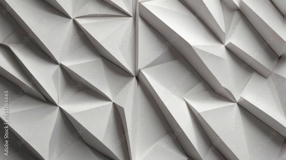 Obraz premium White geometric 3D abstract pattern with folded facets
