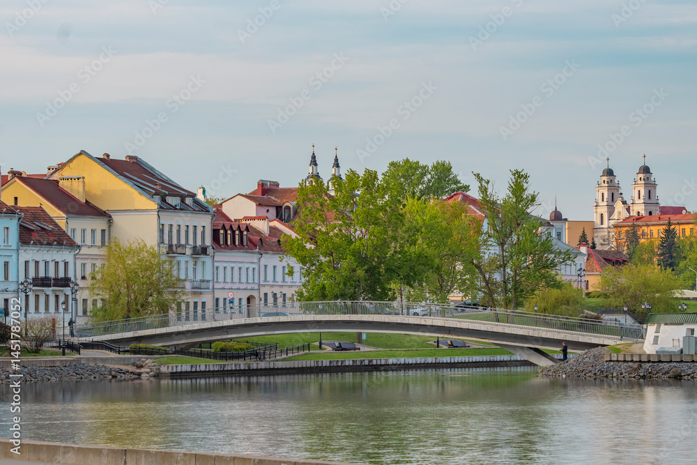 Minsk city center on a spring morning