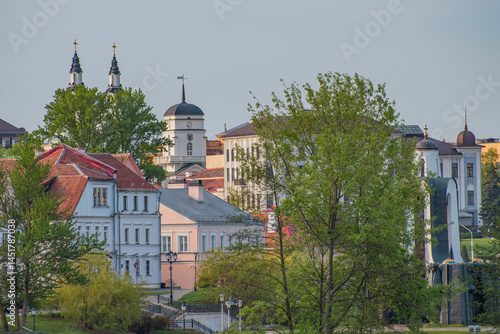 Obraz na płótnie Minsk city center on a spring morning w salonie