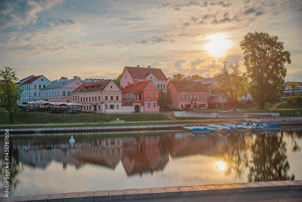 Minsk city center on a spring morning