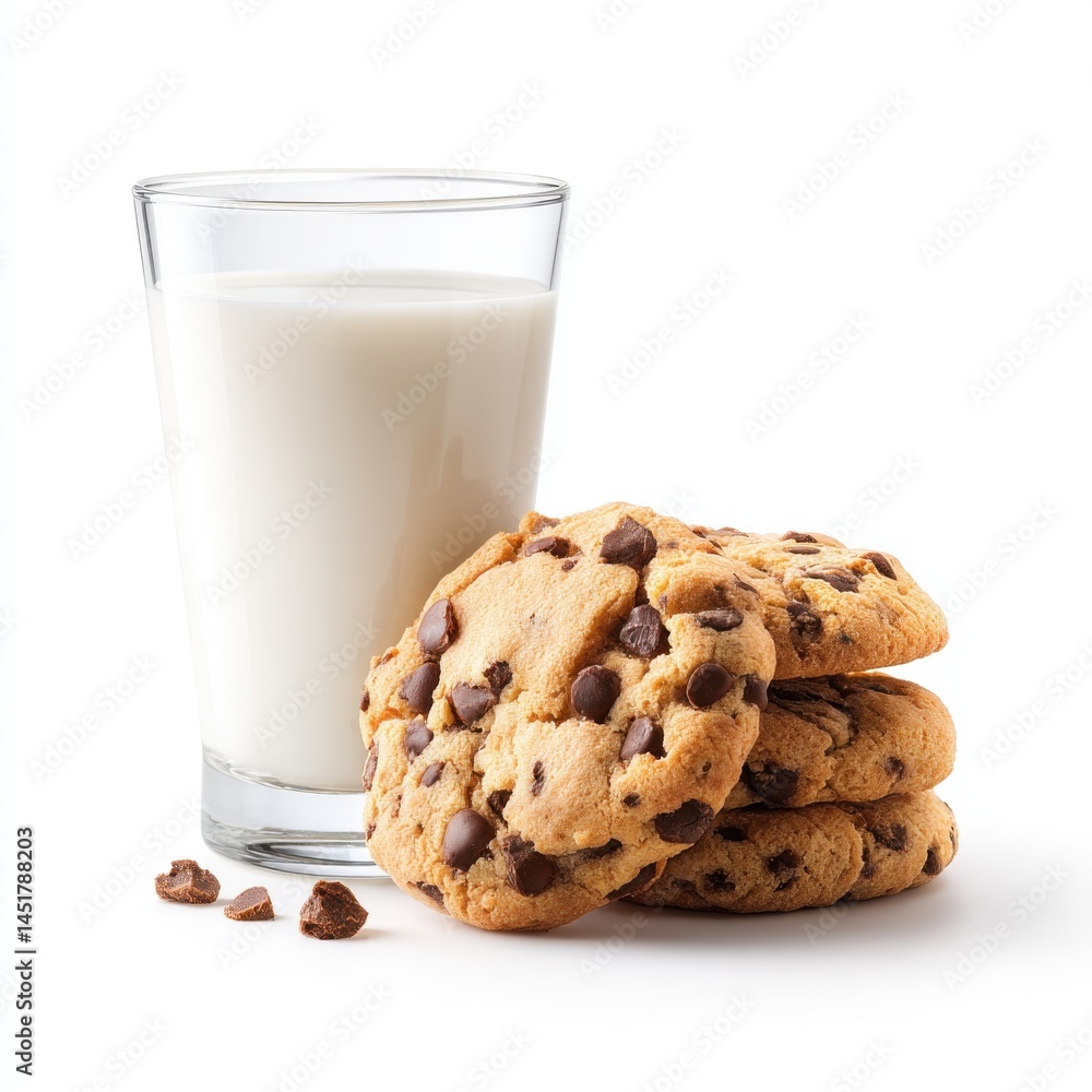 Chocolate chip cookies with glass of milk Chocolate chip cookies with glass of milk
