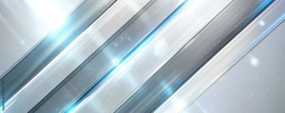 Fototapeta premium Modern Abstract Background with Diagonal White and Gray Stripes Pattern with Soft Blue Highlights