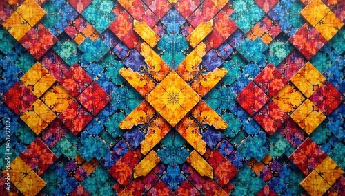 Symmetrical geometric mosaic tile arrangement , tessellation, polygon, pattern