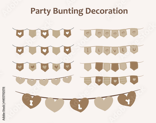 Party bunting. Color paper triangular flags collected and draped in garlands, happy birthday bunting