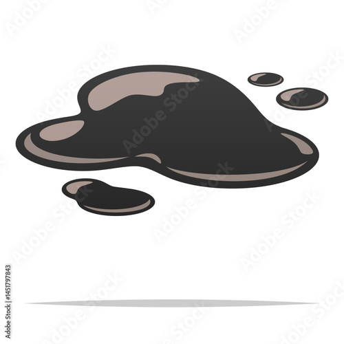 Black oil spill puddle vector isolated illustration
