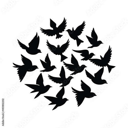 Stylized Bird Flock Flying Scene