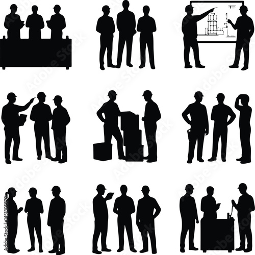 People Working Group Silhouette Set | Teamwork & Office Icon Pack Business Team Silhouettes | Group Collaboration and Work Icons