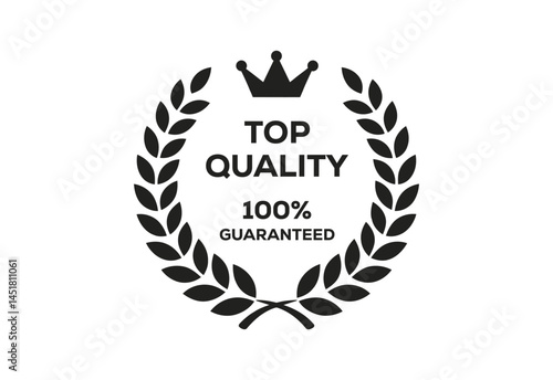 Top Quality Badge Icon Laurel Wreath Premium Guarantee Label Vector