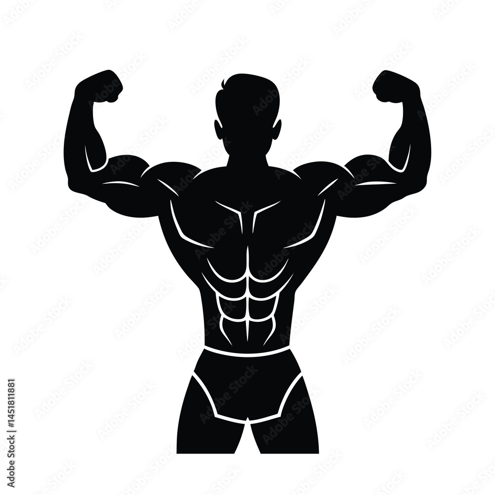 Fototapeta premium Professional Bodybuilder Back Muscles Silhouette Vector Illustration
