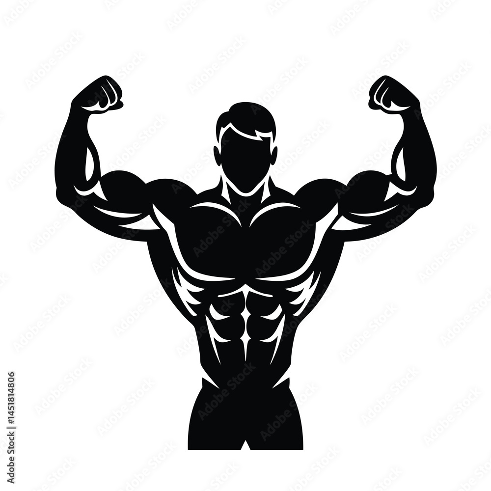 Flexing Muscular Bodybuilder Minimal Vector Art Flexing Muscular Bodybuilder Minimal Vector Art