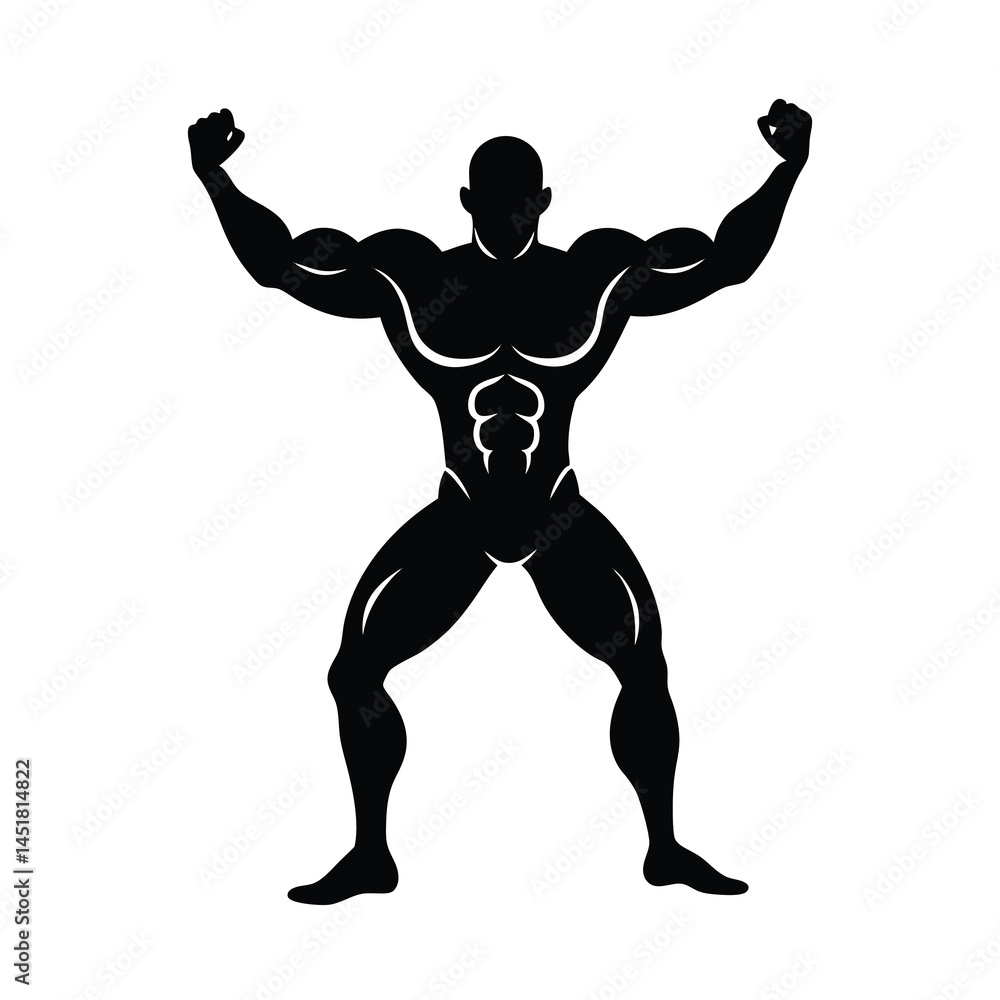 Silhouette of a Bodybuilder in Competition Pose Silhouette of a Bodybuilder in Competition Pose