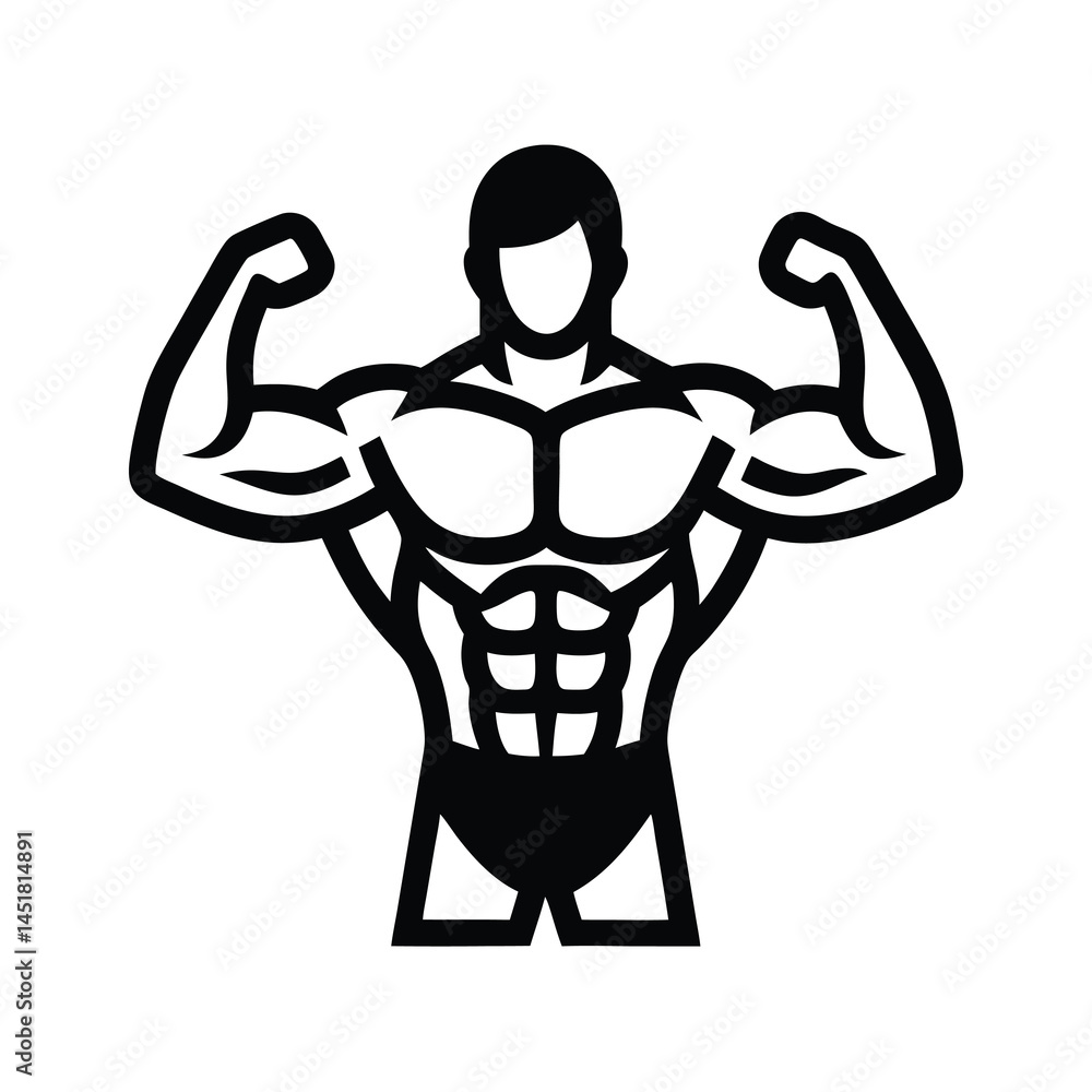 Modern Bodybuilder Line Art Icon Design Modern Bodybuilder Line Art Icon Design