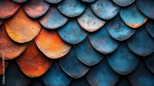 Wallpaper Mural Abstract textured scales, vibrant colors, overlapping patterns, background design Torontodigital.ca