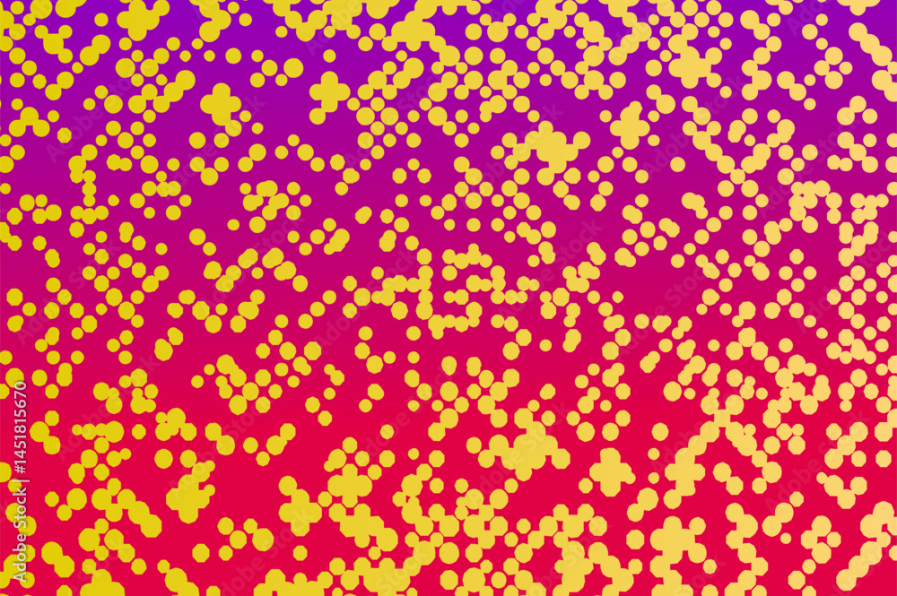 An abstract background featuring a pixelated pattern of yellow dots on a gradient background of pink and purple hues. This digitally created design is suitable for various creative projects. An abstract background featuring a pixelated pattern of yellow dots on a gradient background of pink and purple hues. This digitally created design is suitable for various creative projects.