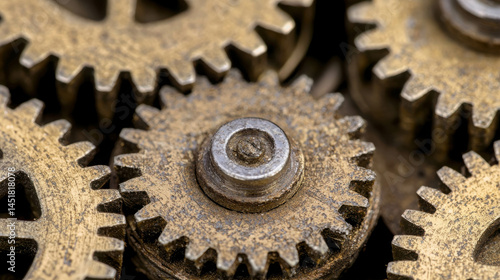Close-Up View of Interlocking Gears Highlighting Mechanical Engineering and Precision Design