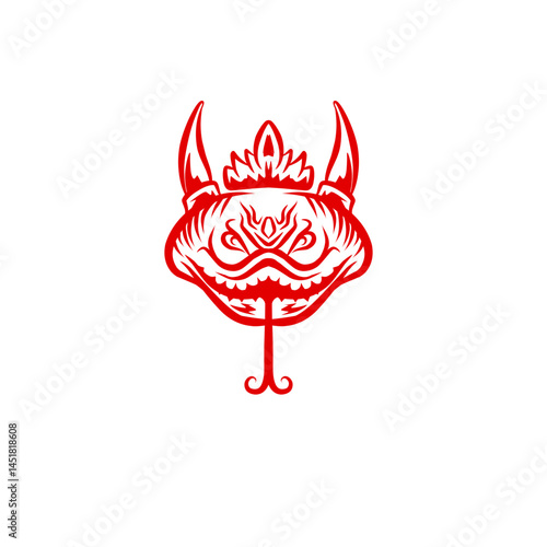 Stylized Crimson Daemon with Ornate Crown Against a Void Canvas Backdrop