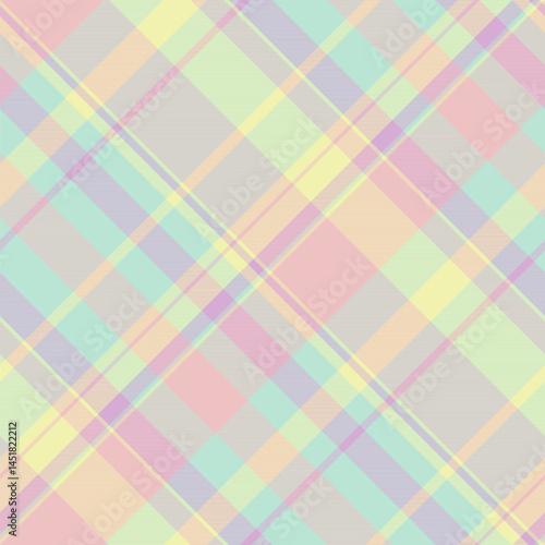 Checked plaid tartan pattern, down background seamless textile. Twill check fabric vector texture in light color.