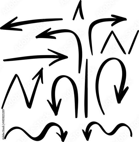 vector doodle arrow set hand drawn. Vector illustration
