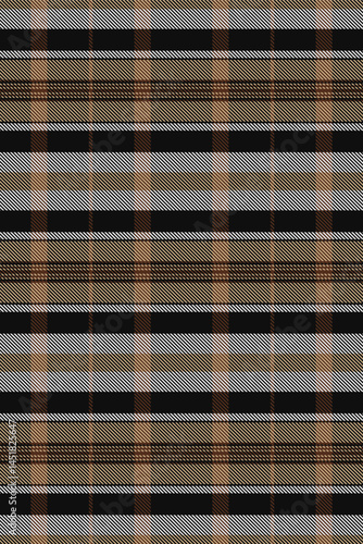 Menswear tartan background textile, silky vector fabric seamless. Fluffy texture pattern plaid check in orange and black colors.