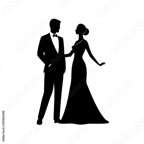 Elegant Couple in Formal Wear Silhouette
