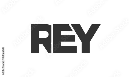 REY logo design template with strong and modern bold text. Initial based vector logotype featuring simple and minimal typography. Trendy company identity.