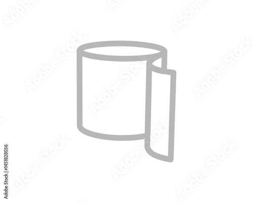 Simple grey line art illustration of a roll of paper with a section unfurling.  Perfect for representing concepts of new beginnings, progress, or the unfolding of a story.