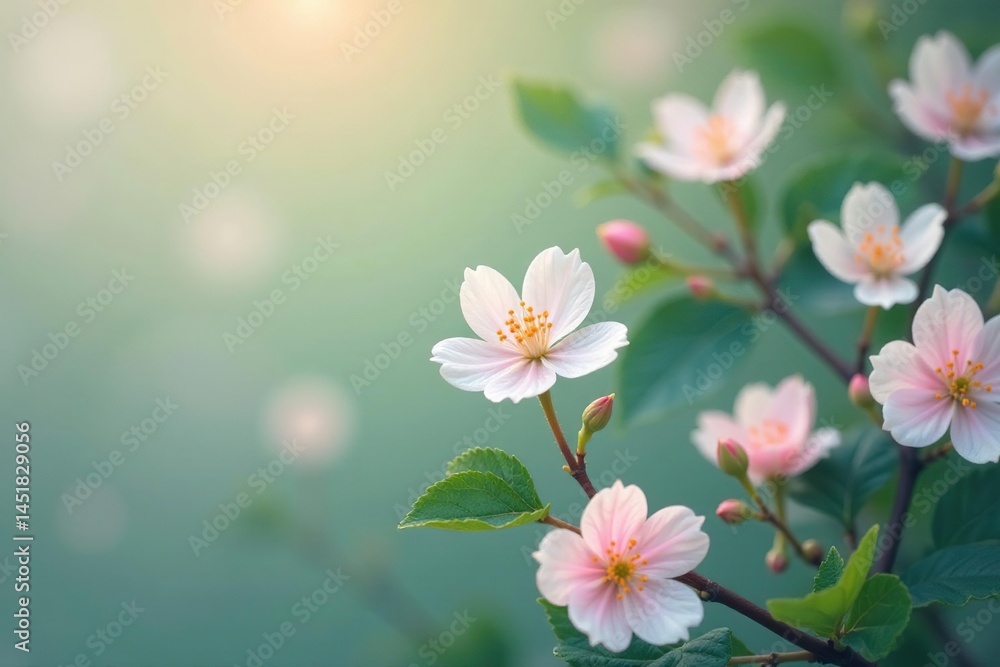 Obraz premium Delicate, repeating small blossoms and leaves in pastel hues , background, seamless, nature