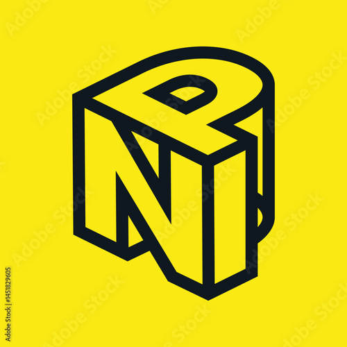 3D Isometric Lines Letter Mark NP