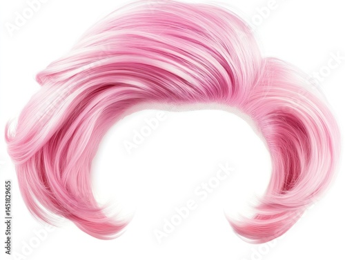 Obraz na płótnie luxury pink hair wig on a white background, fresh and modern female haircut w salonie