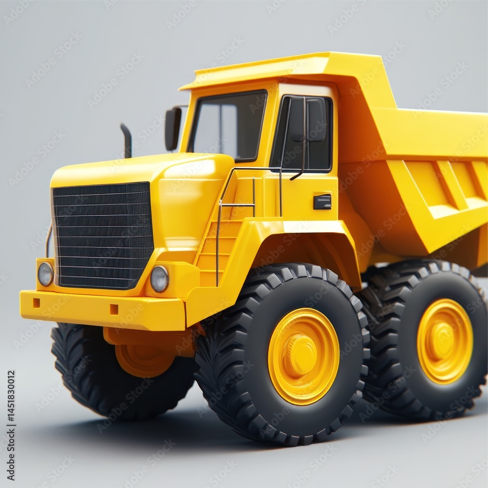Naklejka premium Bright yellow dump truck, detailed model