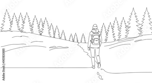 Hiker exploring nature trails in a serene forest setting  