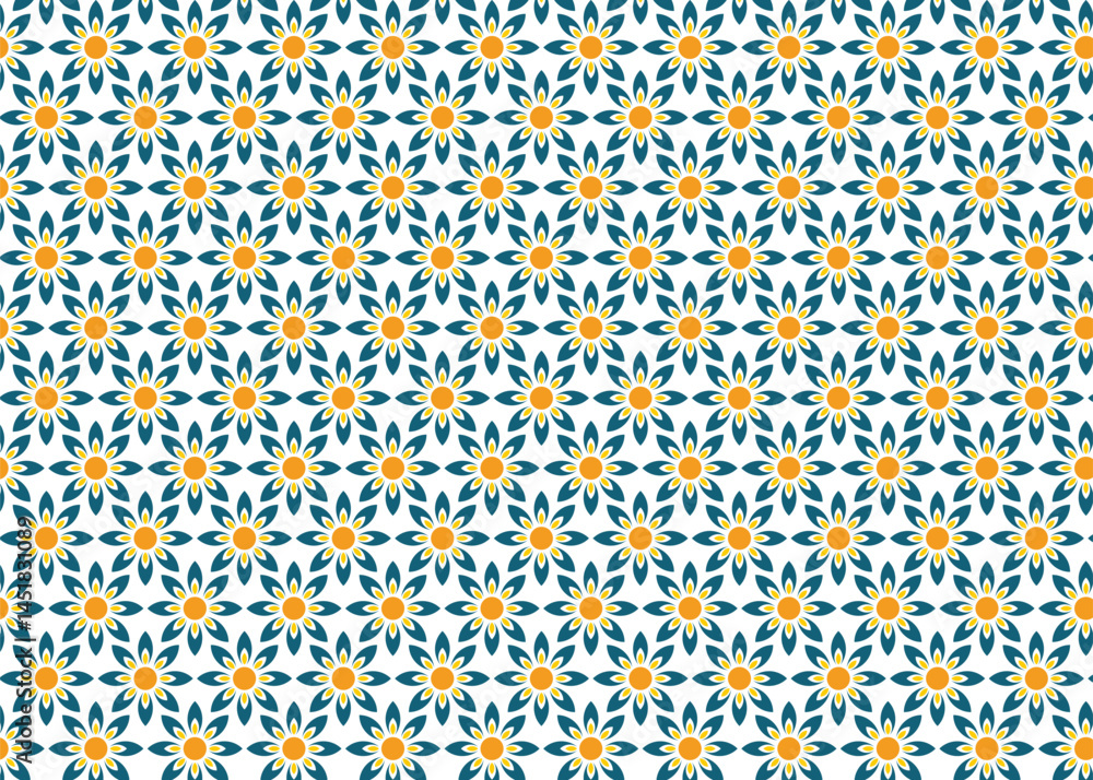 seamless pattern with flowers, Floral and symmetrical Islamic design in seamless repeat layout seamless pattern with flowers, Floral and symmetrical Islamic design in seamless repeat layout