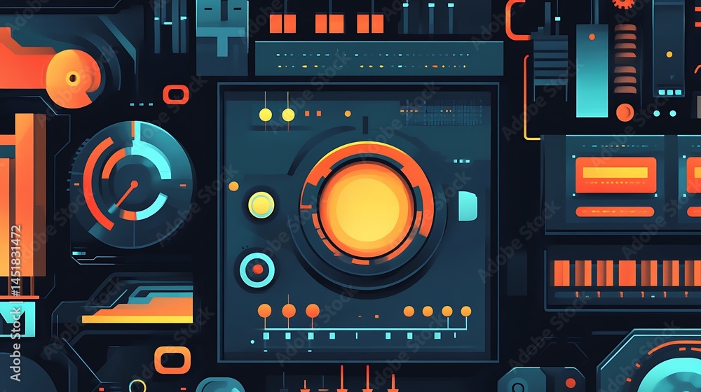 Fototapeta premium Futuristic Tech Control Panel Interface.