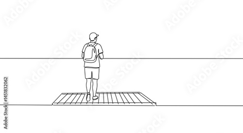 Person standing contemplatively on a dock by the water  