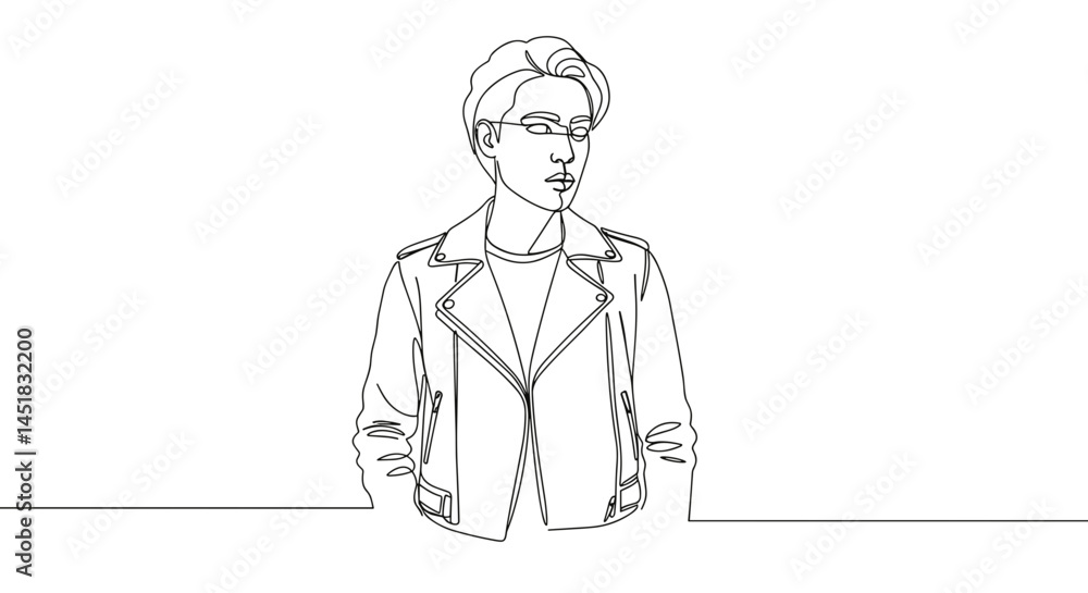 Stylish Person in a Jacket Standing Against a Minimalist Background
