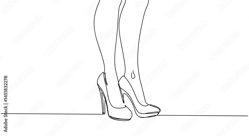 Elegant legs wearing high heels on a minimalist background