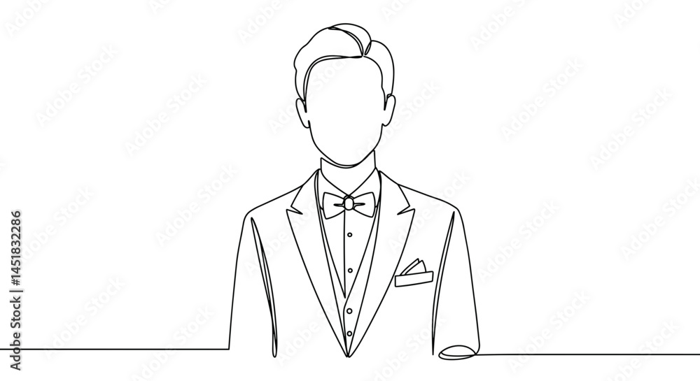 Elegant man in tuxedo looking confident against a minimalist background