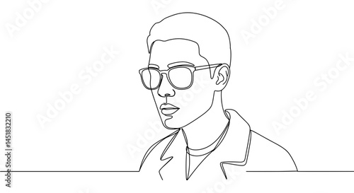 Obraz na płótnie Minimalist line art portrait of a man wearing glasses w salonie