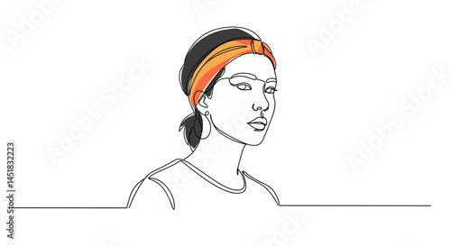 Obraz na płótnie Woman with Headband Smiling in Minimalist Line Art Style w salonie