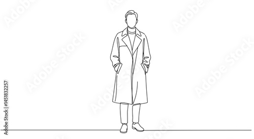 Obraz na płótnie Minimalist line drawing of a man in a coat standing w salonie