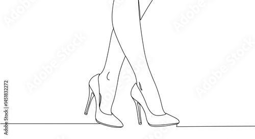 Stylish high heels gracefully walking on minimalist background  