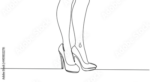 Elegant legs wearing high heels on a minimalist background  